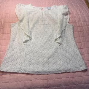Cottagecore Coquette Romantic Feminine Liz Claiborne White Lace Top Women's L